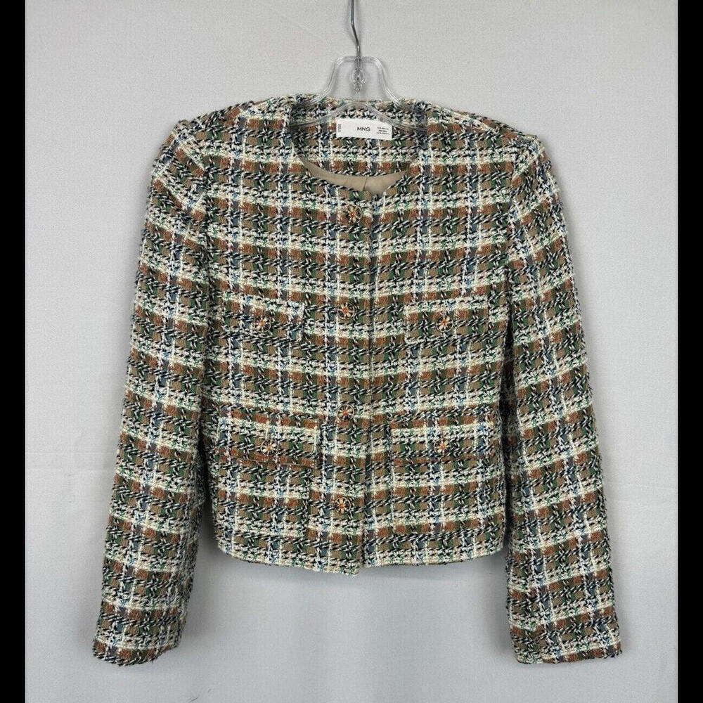 MMG By Mango Tweed Cropped Jacket Multi Size XS